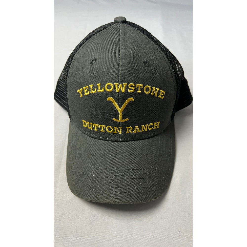Yellowstone Dutton Ranch Trucker Hat Charcoal Grey Black‎ Snapback Mesh Cap Logo